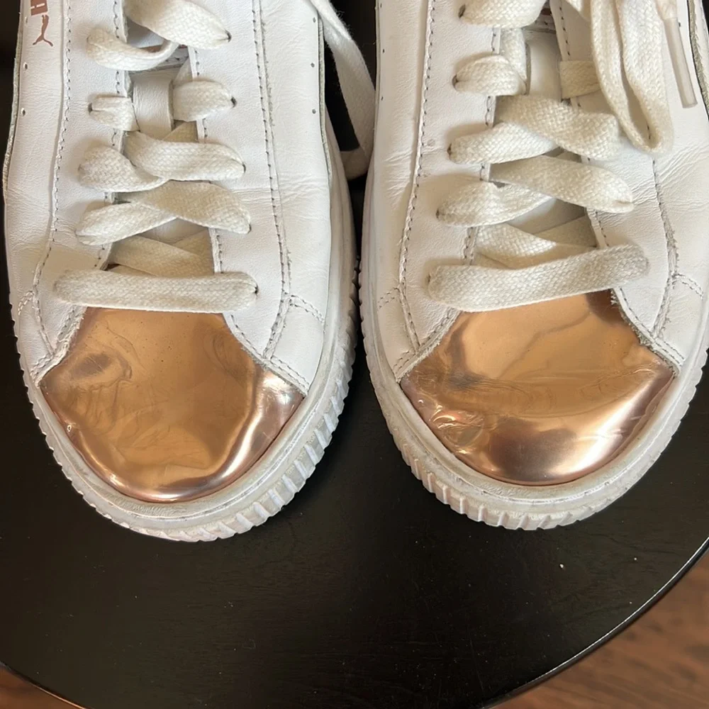 Puma Leather Shoes with Rose Gold Metallic Toe